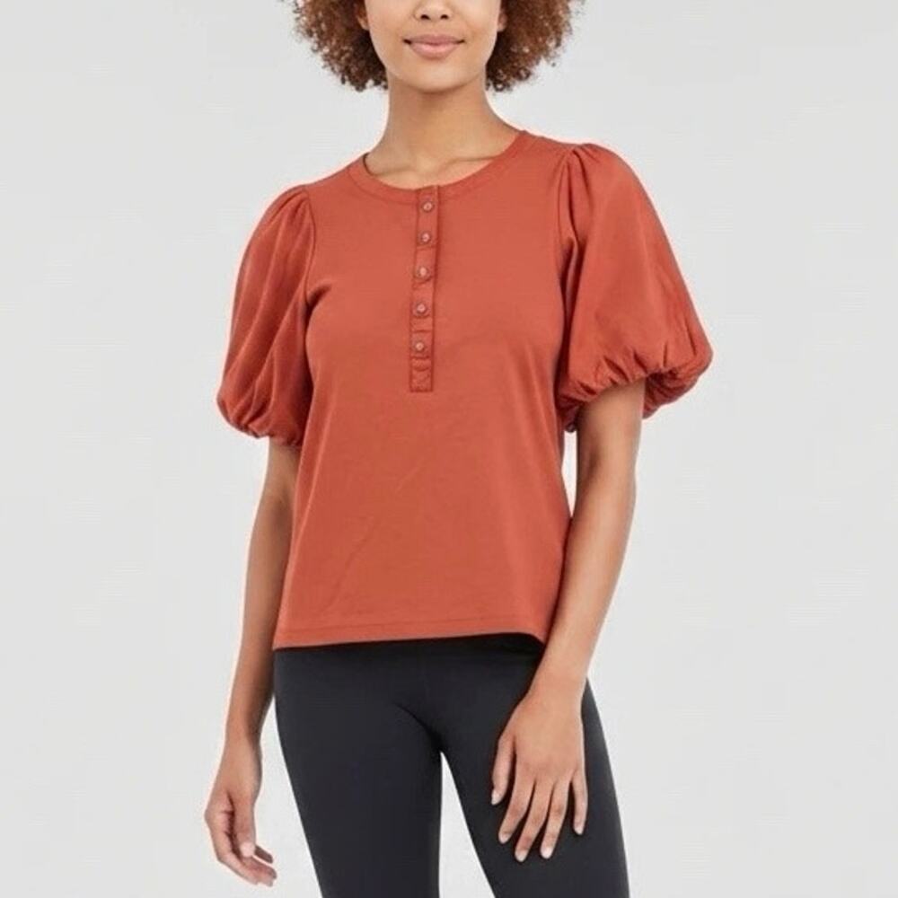 Old Navy Blouse/Tunic Top Rust Brown Puff Sleeve, Size L